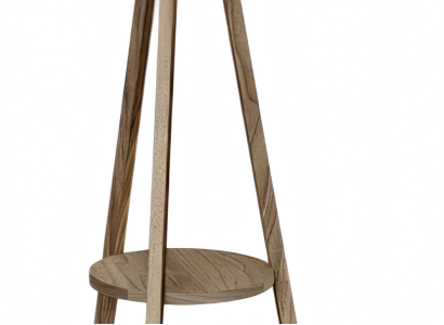 Stehlampe mit Regal aus Holz in Schwarz modern