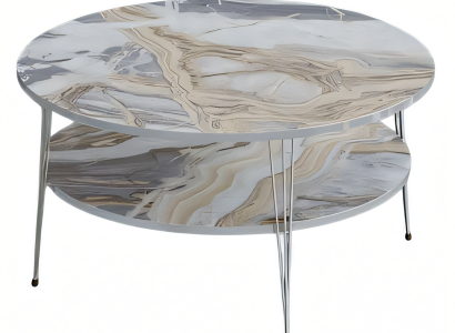 Moderner Mehrfarbiger Couchtisch aus Holz und Edelstahl