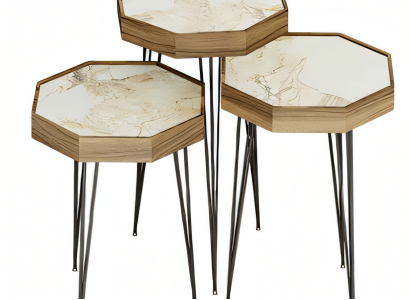 Beistelltisch Holz Beige Modern Elegant