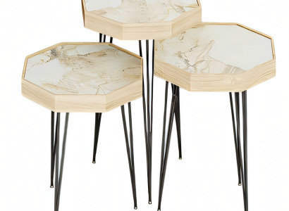 Beistelltisch Holz Beige Elegant Modern