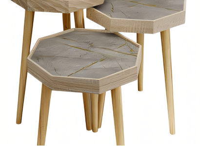 Beistelltisch Holz Beige Modern Elegant