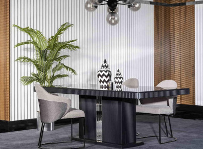 Elegantes graues Esszimmer Set aus Holz und Textil
