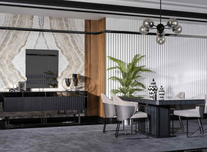 Elegantes Graues Holz- und Glasmöbel-Set für Esszimmer