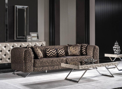 Elegantes braunes Holz-Textil 2-teiliges Wohnzimmermöbel-Set