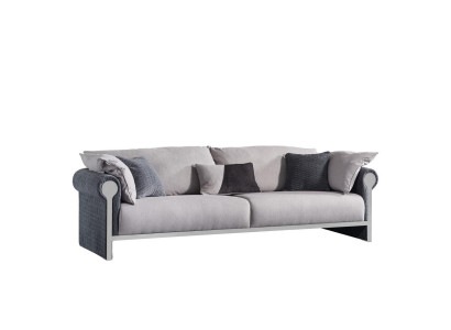 Graues Holz-Textil 4-Sitzer-Sofa modernes Design