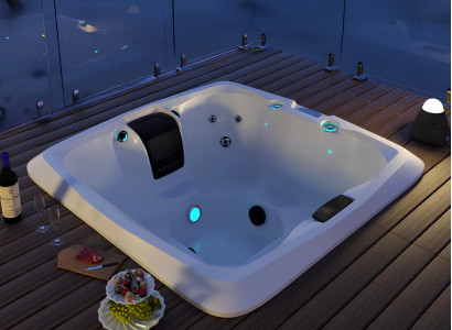 Whirlwanne Whirlpool Blubberbad Hydromassagewanne Spa-Bad 190x190 cm