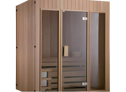 Massivholzsauna Naturholzsauna Holzsauna Wellnesssauna Heimsauna 180x125 cm