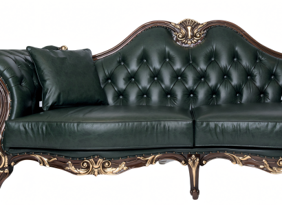 Elegantes grünes Leder-Sofa für modernes Arbeitszimmer