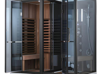 Wellness-Sauna mit Dusche Dampfbadkabine Multifunktionsdusche 200x130 cm