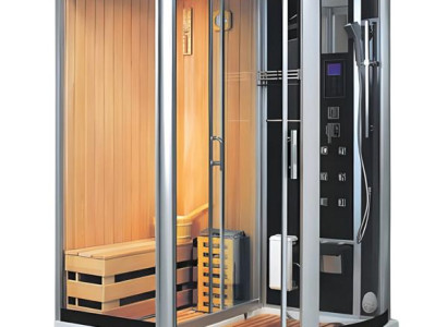 Wellnesskabine Sauna mit Dampfdusche Multifunktionsdusche Kombisauna 172x110 cm