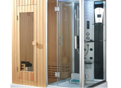 Wellnesskabine Sauna 2-in-1 Wellnesskabine Dampfsauna Saunaraum 200x130 cm