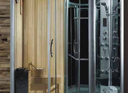 Dusche mit Sauna Hydromassagedusche Trockensauna Saunaraum 180x120 cm