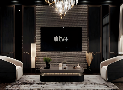 Moderne Beigefarbene Stoffsessel mit Holzrahmen und Couchtisch