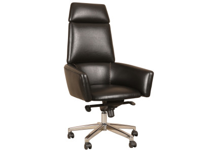 Schwarzer ergonomischer Bürostuhl aus Kunstleder im modernen Design