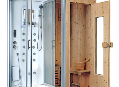 Sauna 2-in-1 Wellnesskabine Duschkabine Massagedusche Wellnesskabine 170x110 cm