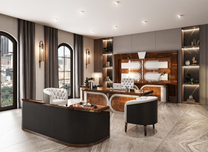 Elegantes Büroset Designer Schreibtisch Edles Sofa Einzelsessel