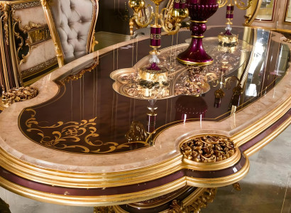 Elegantes Beiges 7-tlg. Esszimmer Set aus Holz mit Glasdetails