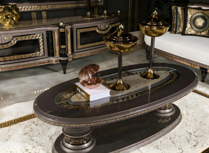 Silberner moderner Couchtisch aus Holz