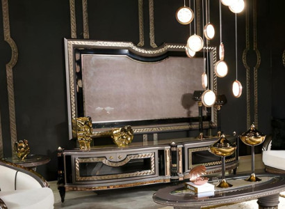 Klassisches Schwarzes TV-Lowboard Designer Wohnzimmer TV-Ständer