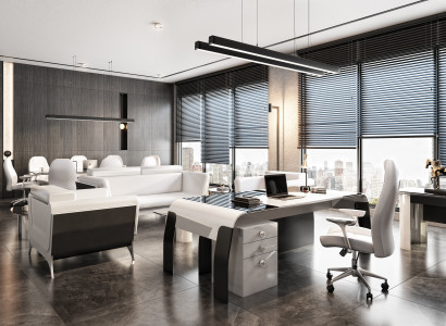 Eleganter weißer Holzarbeitszimmer-Set mit Schreibtisch und Bürostuhl