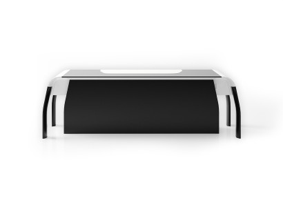 Schwarzer Holzschreibtisch modern elegant für Büro und Home Office