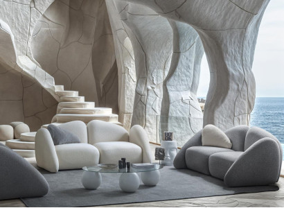 Moderne graue 3-Sitzer Sofas aus Textil für Wohnzimmer