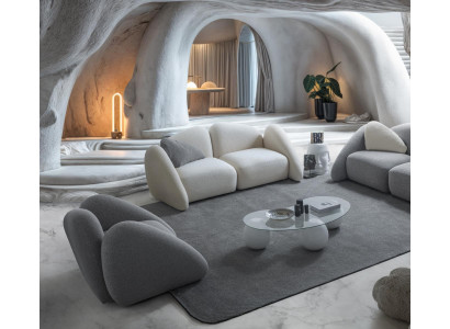 Modernes Wohnzimmer Set aus Textil in Weiß