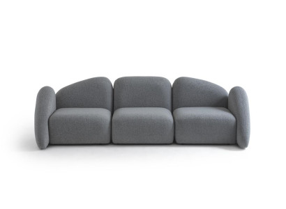 Moderner grauer Stoff 4-Sitzer Sofa mit Holzrahmen