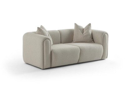 Elegantes beiges 3-Sitzer Sofa aus Textil mit Holzrahmen