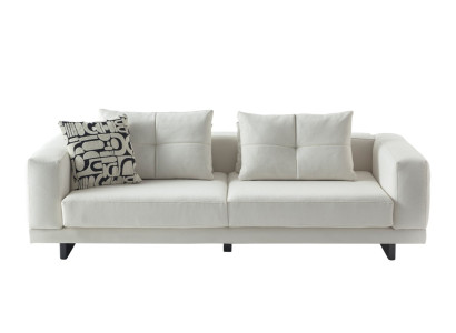 Modern weißes 3-Sitzer Sofa aus Holz mit Textilbezug