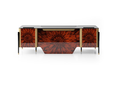 Moderner Brauner Schreibtisch Designer Holztisch Chefmöbel Bürotisch