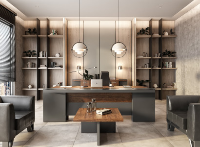 Grau-Braune Chefmöbel Designer Schreibtisch Luxuriöse Konsole Tisch