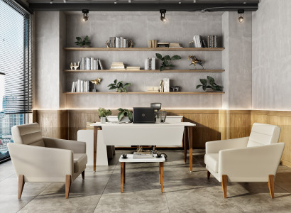 Moderne Chefbüro Möbel Beiger Holztisch Stilvoller Beistelltisch