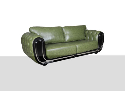 Grünes Designer Chesterfield Ledersofa Wohnzimmer Kunstleder Couch