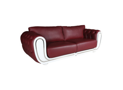 Luxuriöses Chesterfield Rotes Sofa Wohnzimmer Dreisitzer Ledercouch