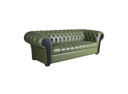 Grüne Chesterfield Couch Luxuriöses 3-Sitzer Sofa Kunstleder Möbel