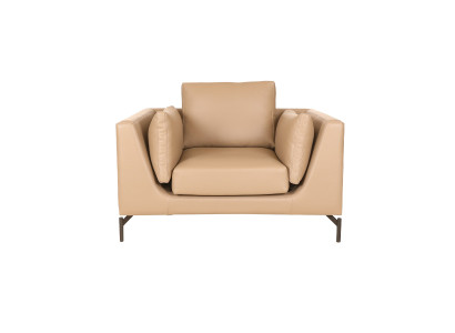 Stilvoller Beiger Ledersessel Wohnzimmer Loungesessel Sitzmöbel