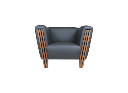 Stilvoller Grauer Einzelsessel Arbeitszimmer Ledersessel Büromöbel