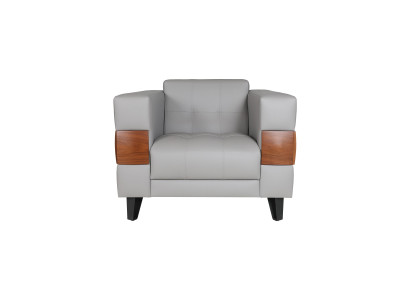 Grauer Kunstleder Luxus Sessel Wohnzimmer Moderner Loungesessel