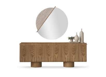 Elegantes braunes Esszimmer Set mit Sideboard und Spiegel in modernem