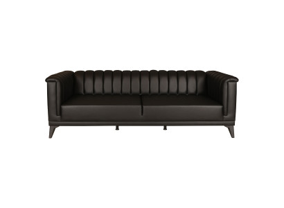 Schwarze Kunstleder 3-Sitzer Couch Wohnzimmer Luxus Sofas Sitzmöbel