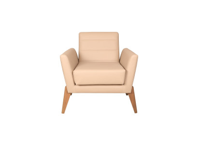 Designer Beiger Sessel Kunstleder Einsitzer Wohnzimmer Ledermöbel