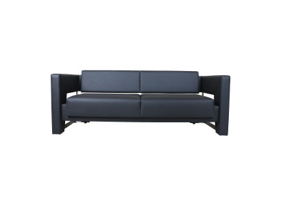 Elegante Schwarze Dreisitzer Couch Wohnzimmer Designer Ledersofa