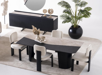 Mehrfarbiges Holz Esszimmer Set mit Esstisch und Stühlen modern
