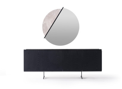 Modernes Holz- und Glasesstischset in Schwarz