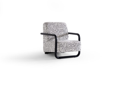 Moderner Mehrfarbiger Textil-Sessel mit Holzrahmen