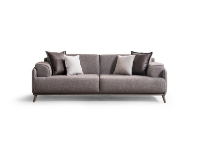 Modern braunes Stoffsofa 4-Sitzer mit Holzrahmen