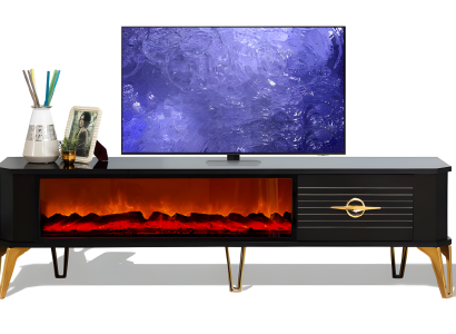 Schicker TV-Lowboard mit Beinen aus Hartkunststoff und Metallgriff