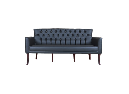 Elegante Schwarze 3-Sitzer Couch Wohnzimmer Textil Sofa Holzrahmen