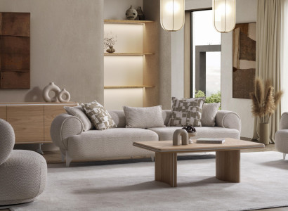 Beige Textil-Sofa 3-Sitzer modernes Wohnzimmermöbel